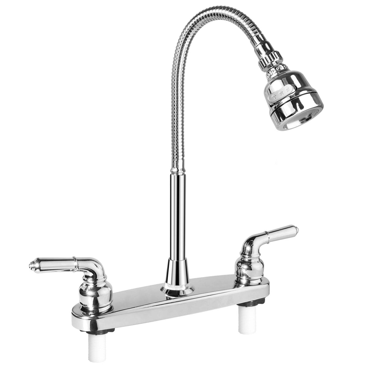 EXCELFU front view of faucet showing mounting holes and chrome finish for easy matching