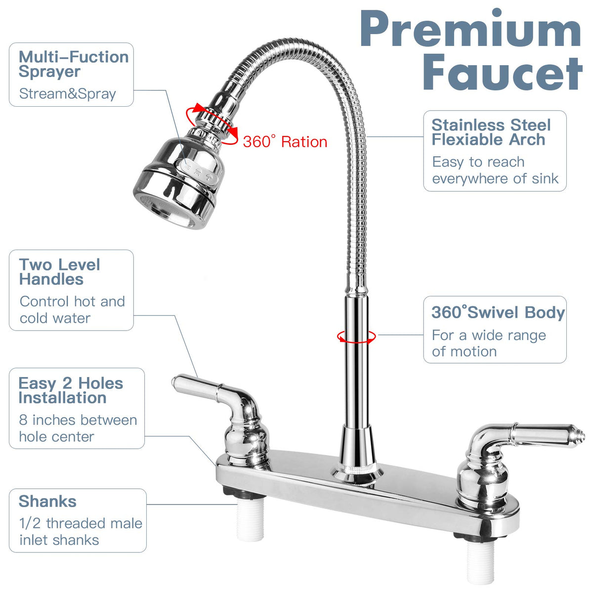 EXCELFU faucet head showing spray and stream modes for versatile rinsing