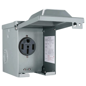 EXCELFU front view of NEMA 14-50R showing weatherproof cover and easy access