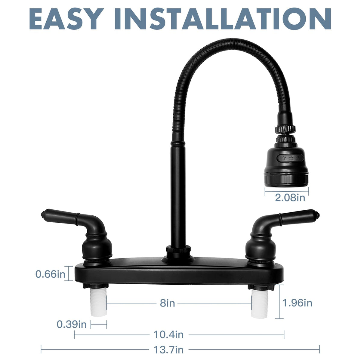 EXCELFU threaded inlet shanks detail highlighting 1/2 inch easy-install connections
