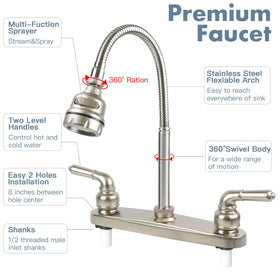 EXCELFU installation scale showing 8-inch valve spacing for RV fitment