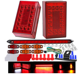 EXERAUO front view 6-inch rectangle taillight showing bright LED visibility