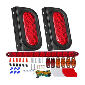 EXERAUO front view of oval LED trailer light showing bright red output and clear lens