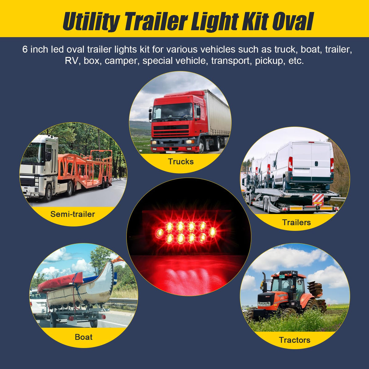 EXERAUO trailer lights illuminated in rain demonstrating waterproof protection and visibility