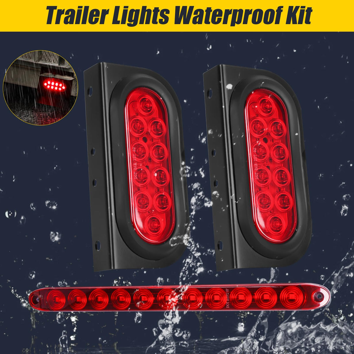 EXERAUO amber and red side marker lights with hardware ready for complete kit installation