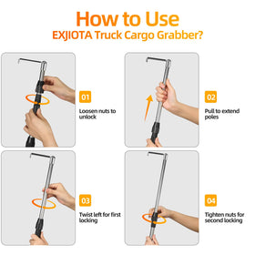 EXJIOTA pole fully extended beside tape measure to show 6ft reach advantage