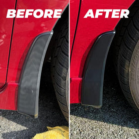 ExoForma applying restorer to bumper illustrating easy DIY application and instant color renewal