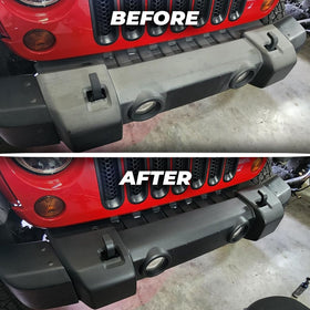 ExoForma before and after on Jeep trim showing dramatic fade recovery and restored depth