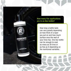 ExoForma PermaShine on a parked car tire illustrating showroom-ready finish
