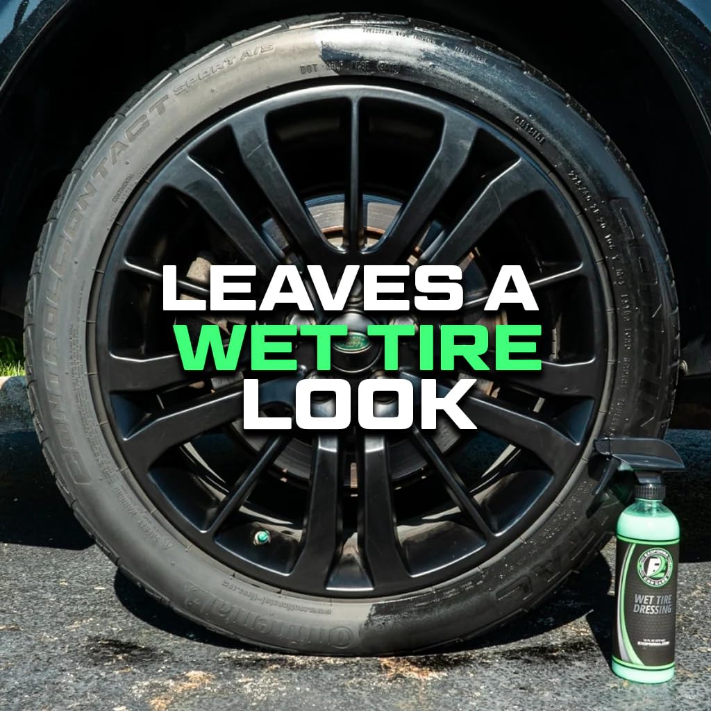 ExoForma being sprayed onto tire demonstrating easy application and fast results