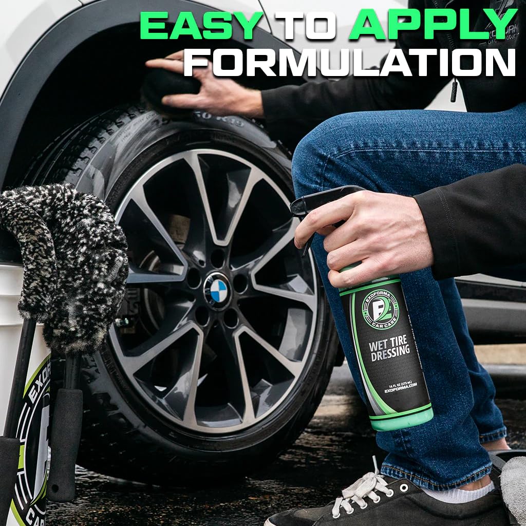 ExoForma wet-gloss on wheel illustrating deep shine and clean appearance
