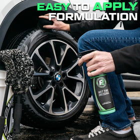 ExoForma wet-gloss on wheel illustrating deep shine and clean appearance