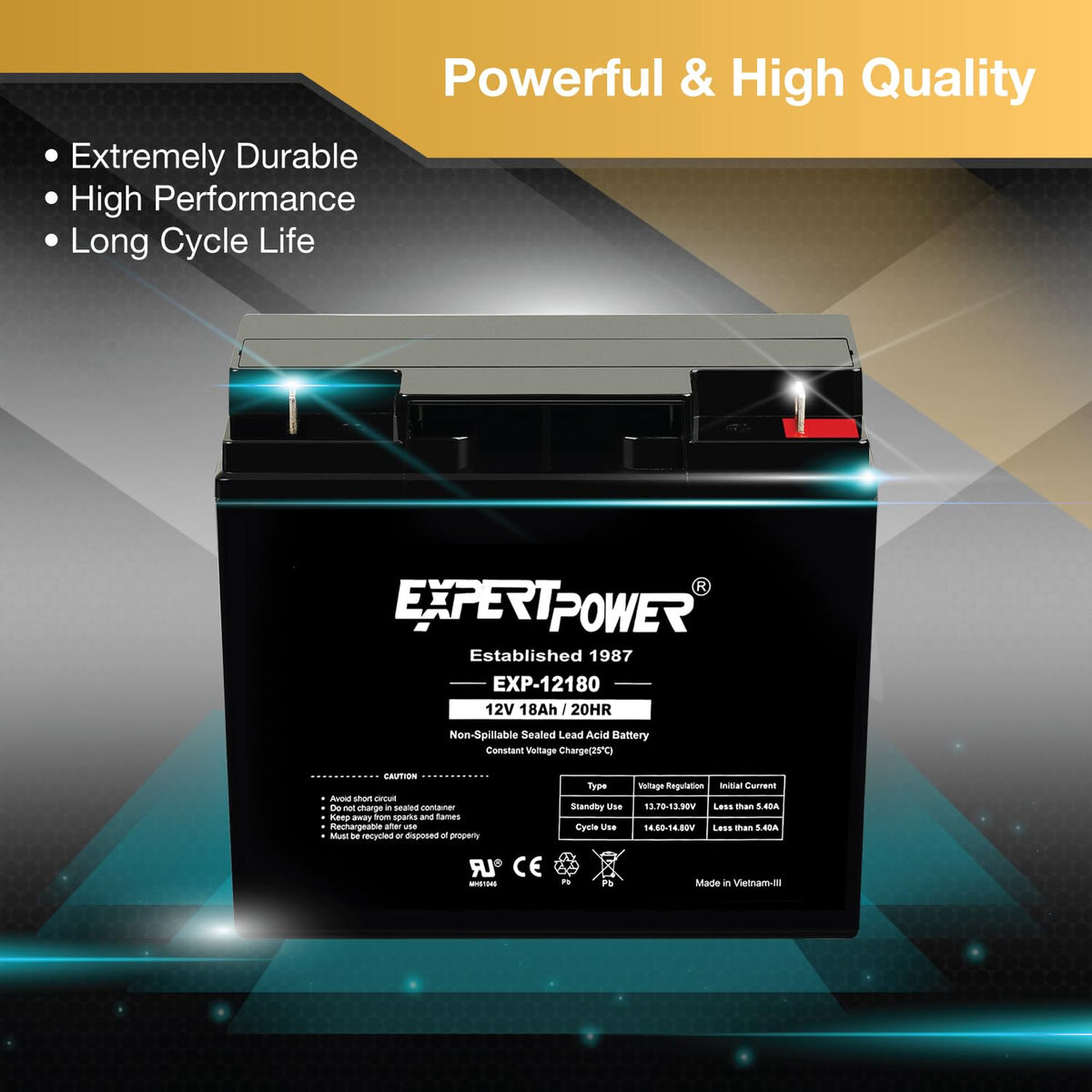 ExpertPower EXP12180 installed in a UPS, illustrating immediate replacement compatibility