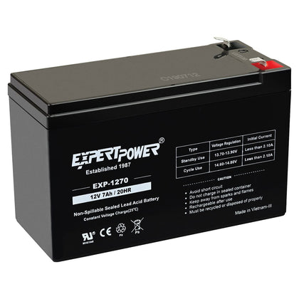 ExpertPower EXP1270 front view showing label and model for quick identification and compatibility
