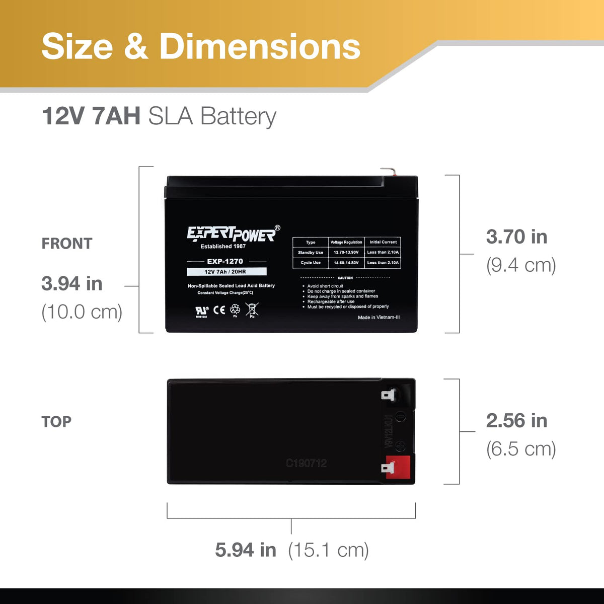 ExpertPower EXP1270 top showing F1 terminals for easy, secure connections during installation