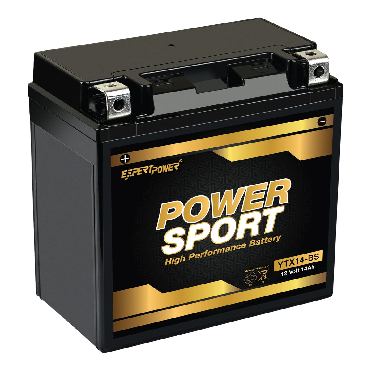 ExpertPower front view showing battery shape and reliable starting benefit