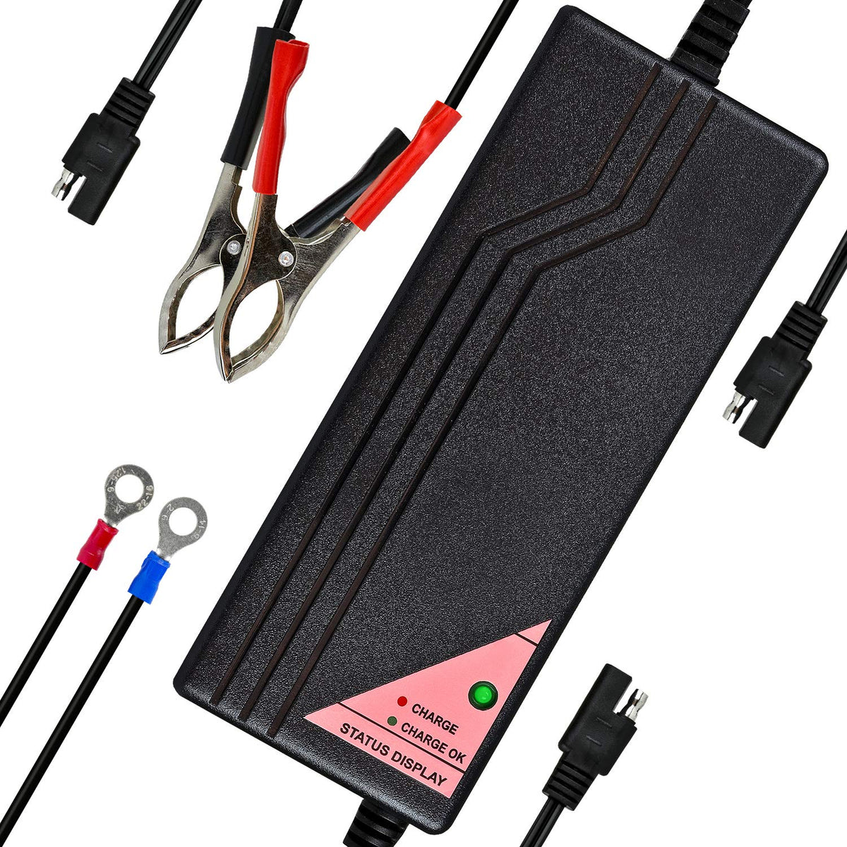 ExpertPower front view charger showing compact design and ports for fast setup