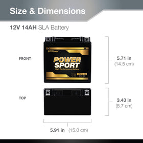 ExpertPower side dimensions with ruler showing compact fit for compartments
