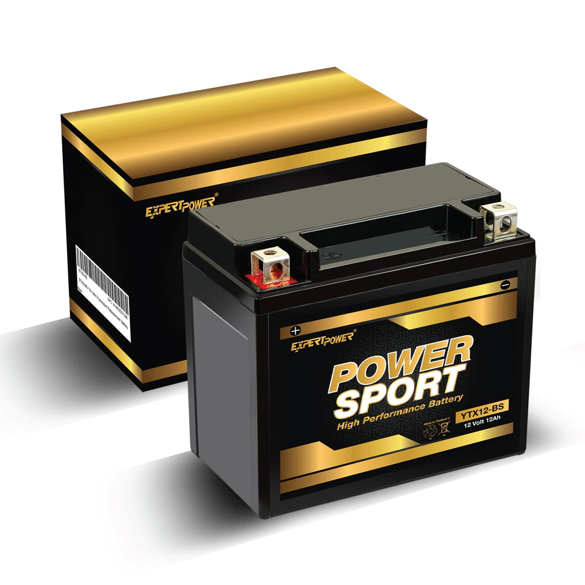 ExpertPower YTX12-BS installed in motorcycle showing ready-to-ride, maintenance-free benefit