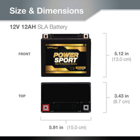 ExpertPower YTX12-BS side dimensions view illustrating compact fit and mounting convenience