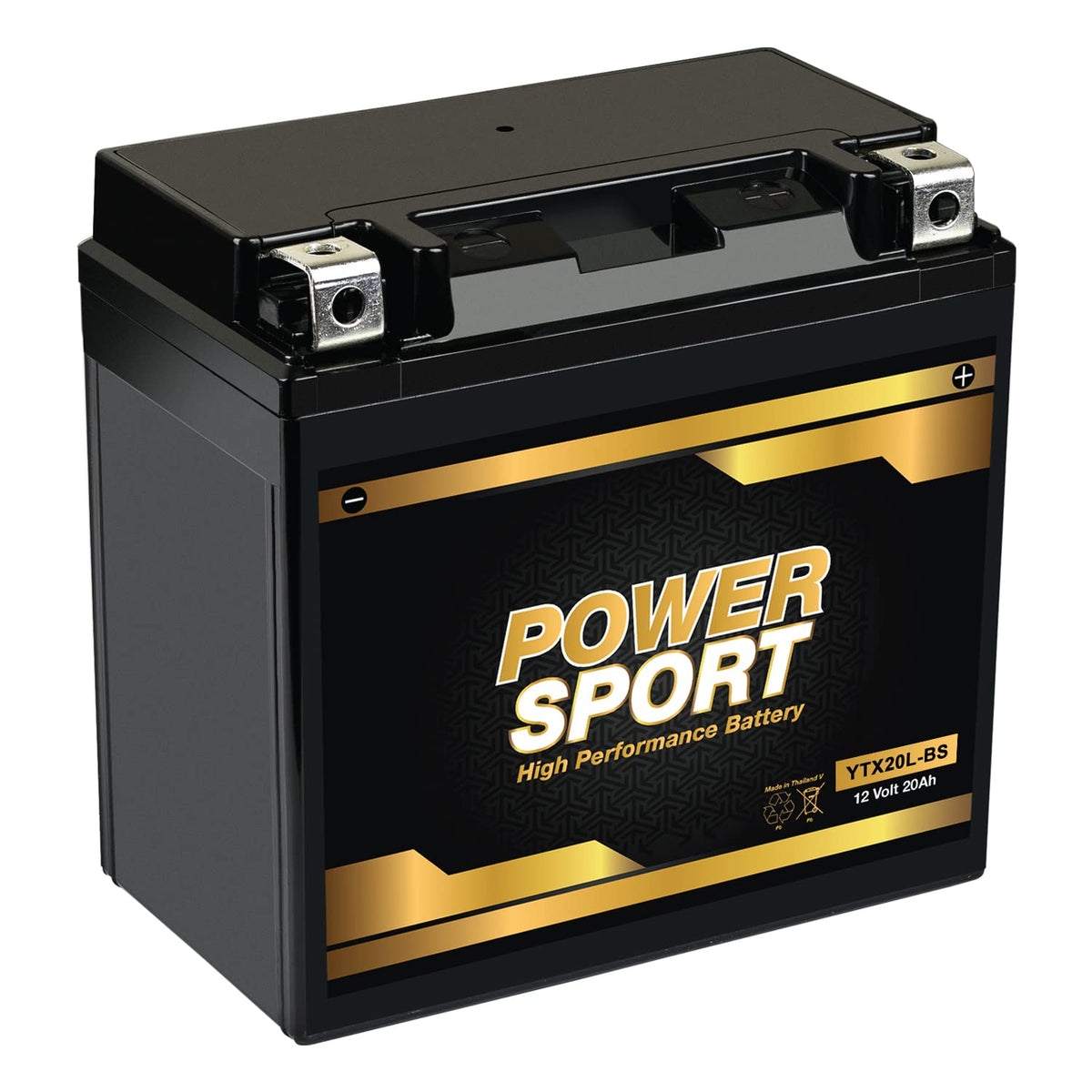 ExpertPower battery front view showing compact sealed design and quick install benefit