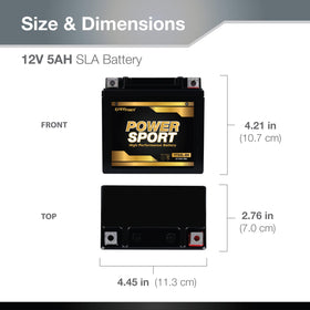 ExpertPower YTX5L-BS side showing exact dimensions for fit verification