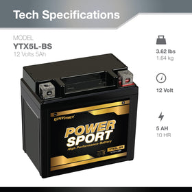 ExpertPower YTX5L-BS top terminals view highlighting correct polarity benefit