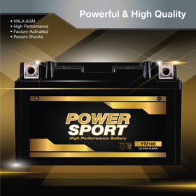 ExpertPower YTZ10S AGM mat detail highlighting sealed construction and vibration resistance
