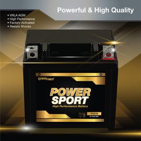 ExpertPower YTZ7S label close-up showing specs and maintenance-free AGM benefit