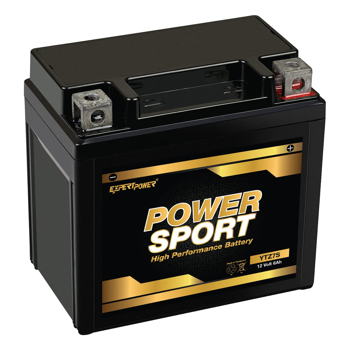 ExpertPower YTZ7S front view showing compact case and ready-to-install benefit