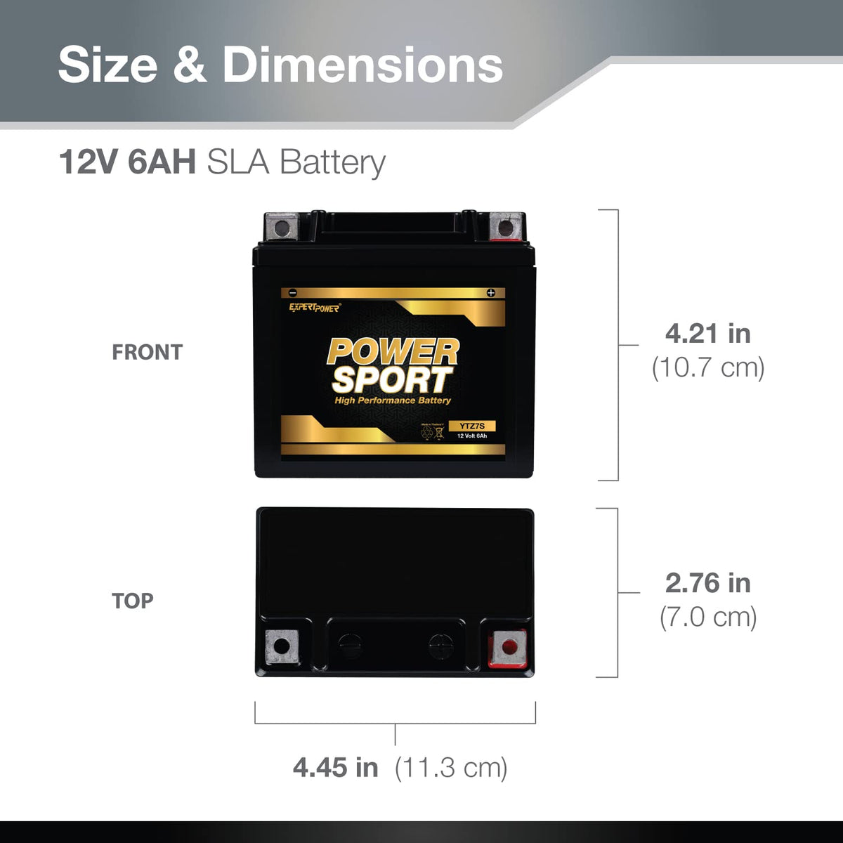 ExpertPower YTZ7S top terminals close-up for easy hookup and secure connection