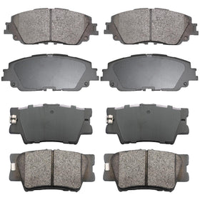 EXPPOWER brake pad set packaging showing compatibility and benefits
