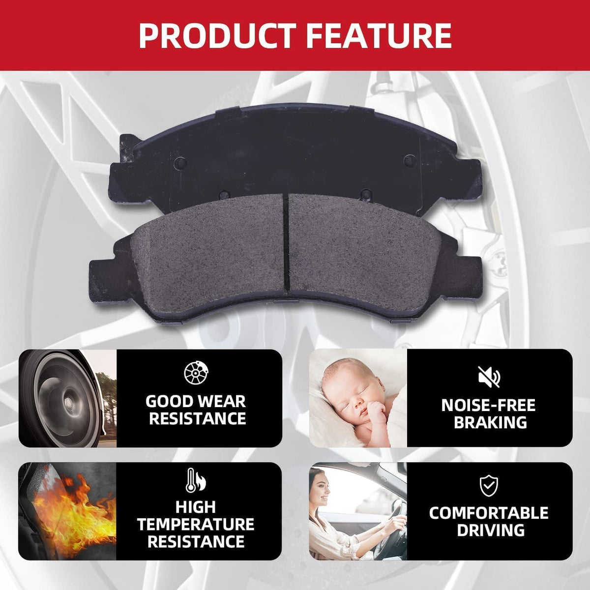 EXPPOWER front brake pad installed on Toyota Camry demonstrating fitment