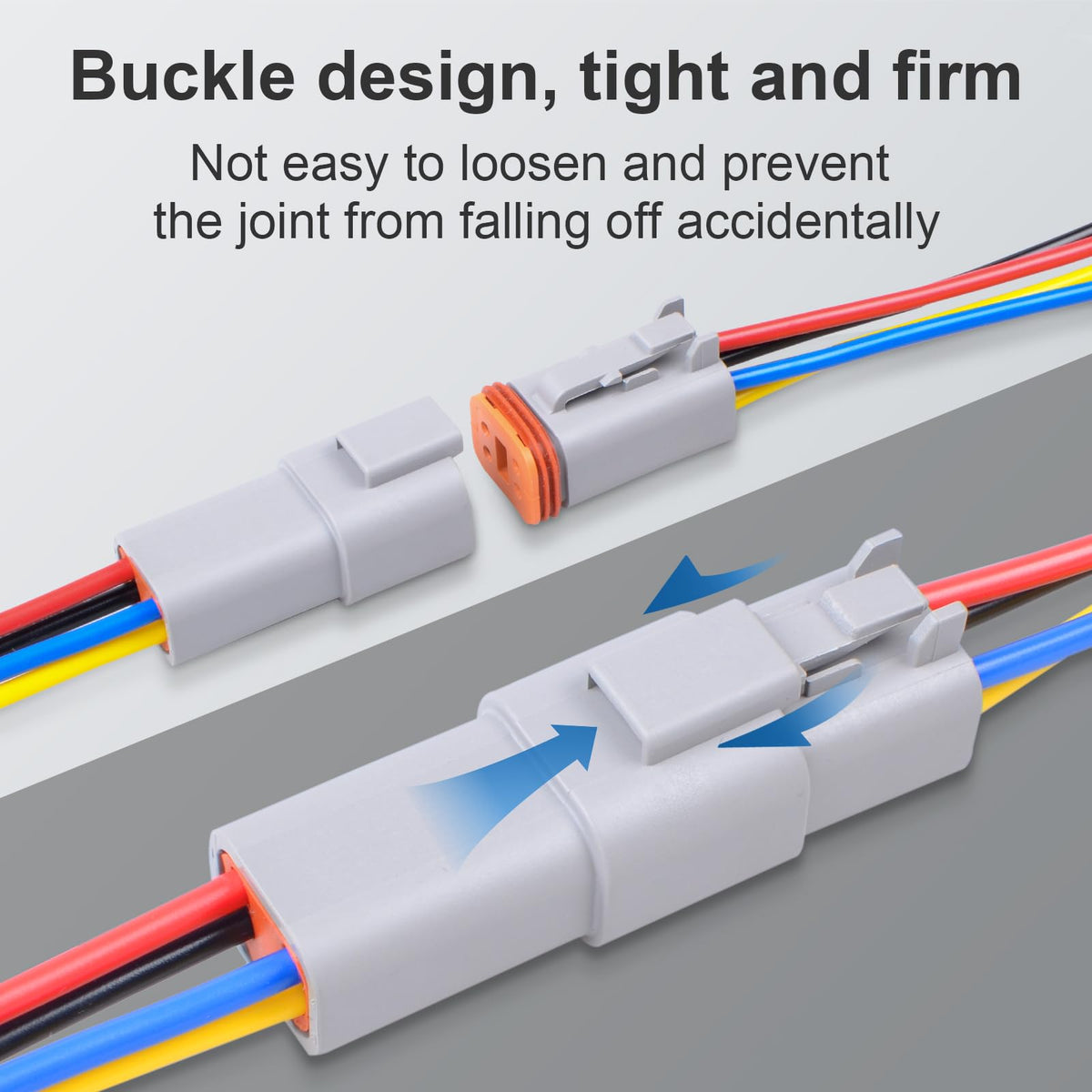 Exqutoo DT connector installed in a vehicle harness demonstrating reliable connection