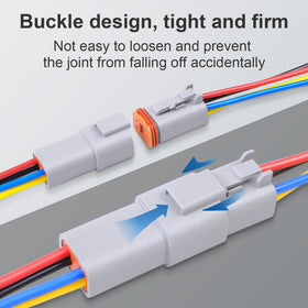 Exqutoo DT connector installed in a vehicle harness demonstrating reliable connection