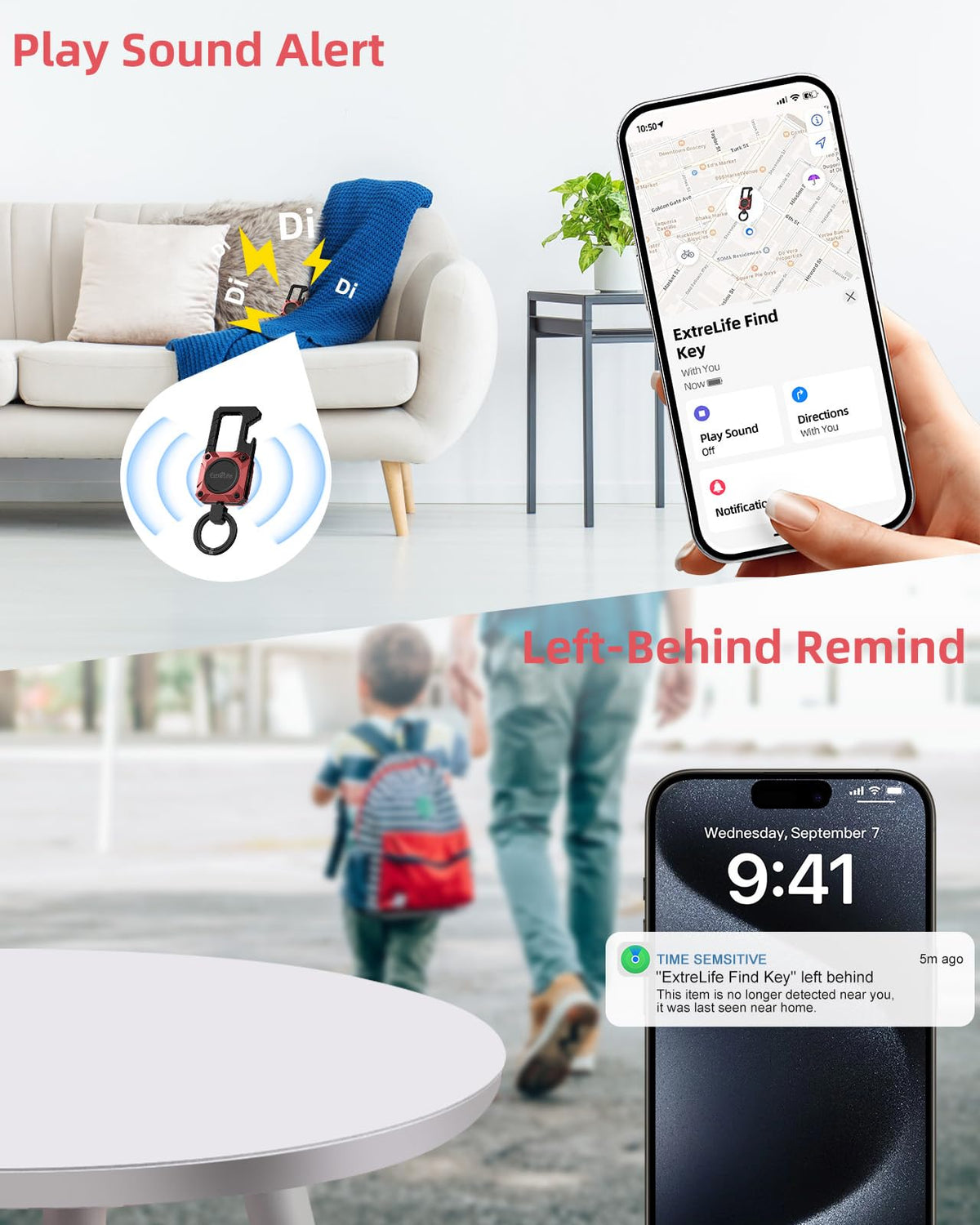 ExtreLife clipped with carabiner on backpack strap showing secure attachment benefit
