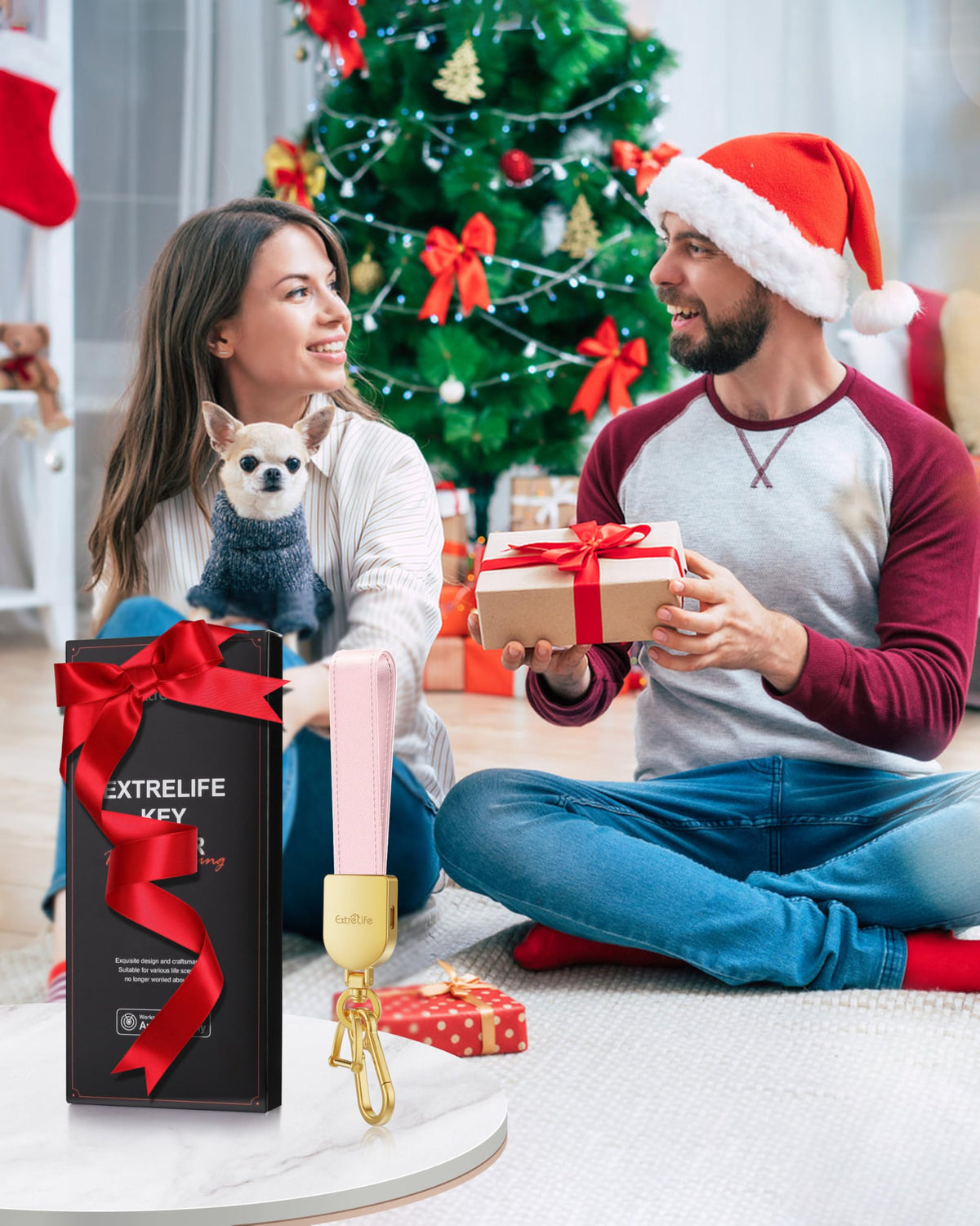 ExtreLife keychain beside iPhone on desk showing Find My use, seamless pairing benefit