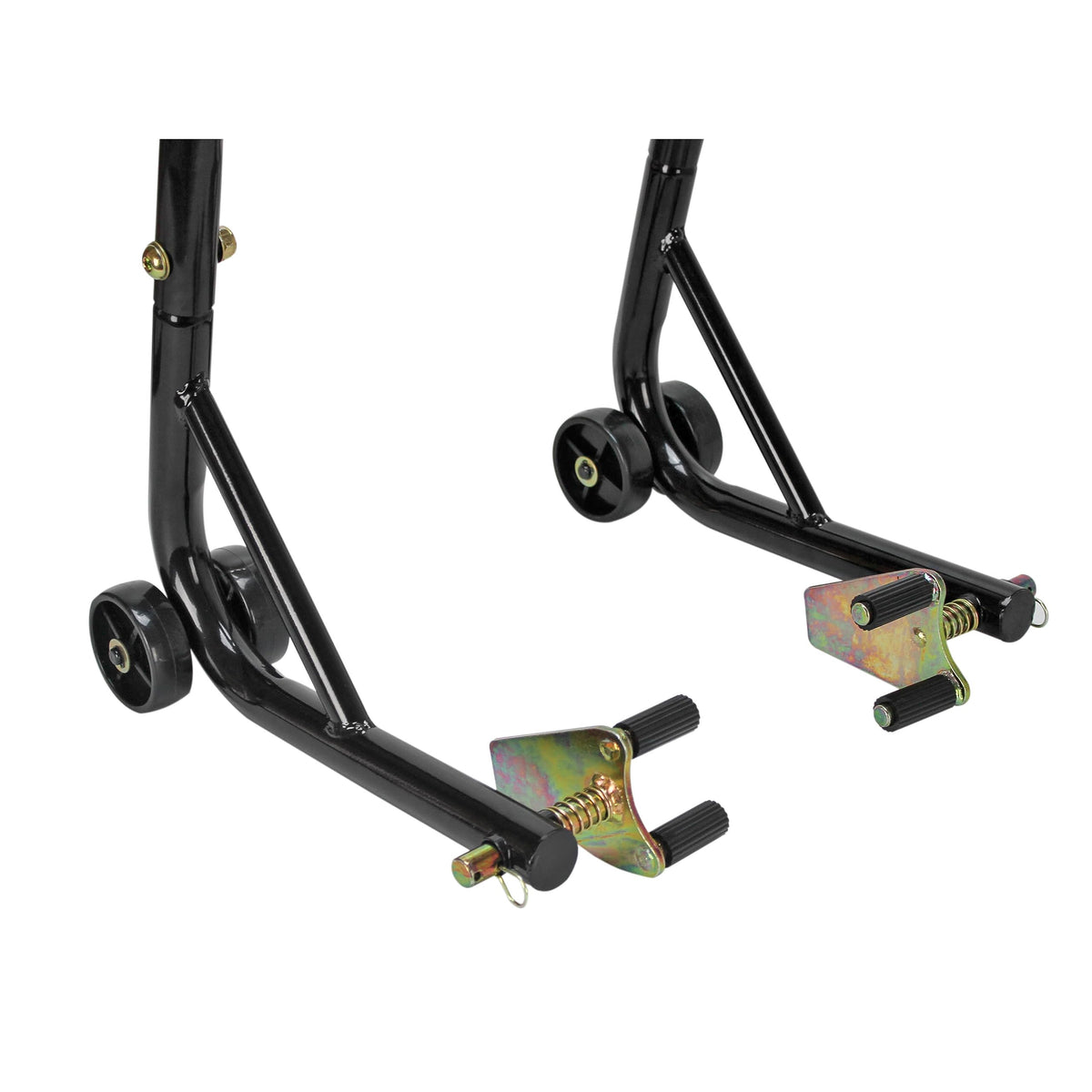 Extreme Max stand in use with sport bike lifted, enabling easier maintenance
