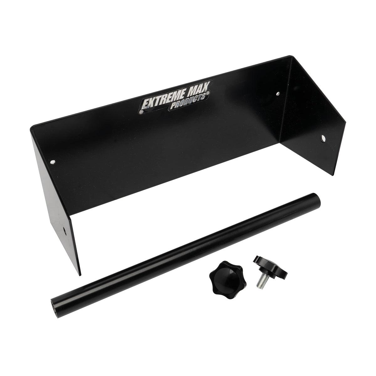 Extreme Max holder installed inside an enclosed trailer for organized storage