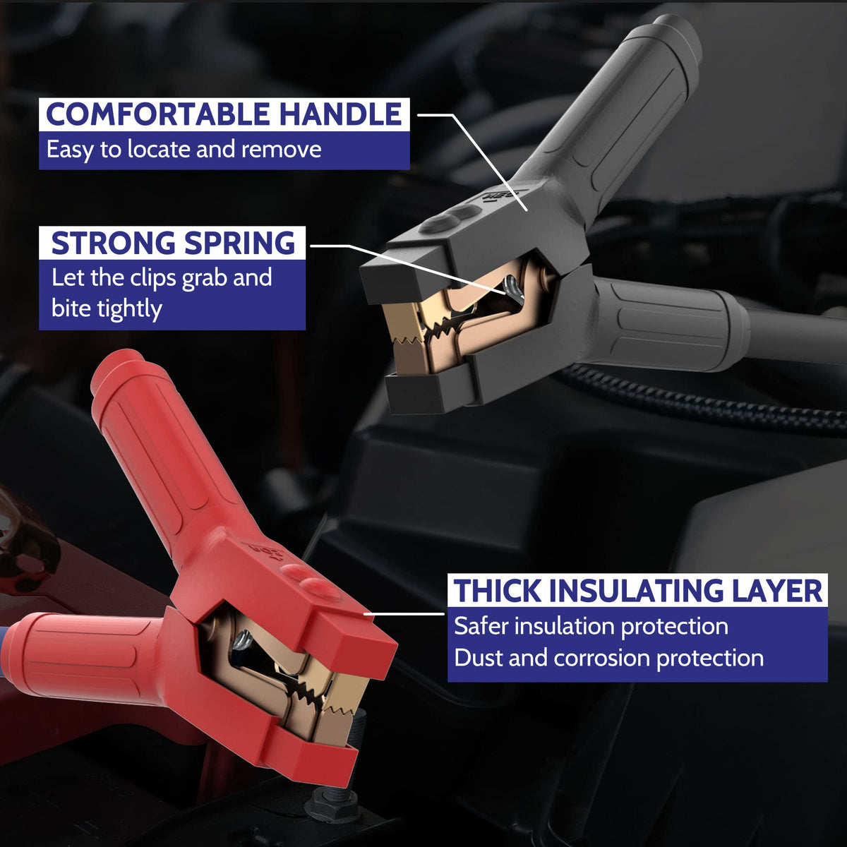ExtreSpo clamp close-up with serrated teeth ensuring strong battery contact