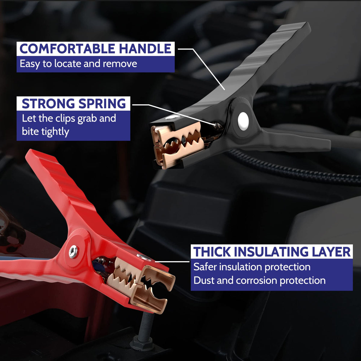 ExtreSpo clamp close-up with serrated teeth demonstrating secure grip and reliable conductivity