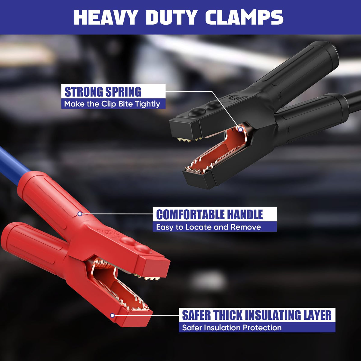 ExtreSpo jumper cables in use between two vehicles for reliable starts