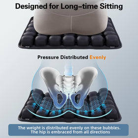 EXUIKO Sonndur inflated on an airplane seat offering travel comfort and pressure relief