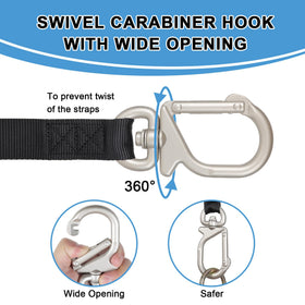 EXVITAL swivel carabiner close-up showing 360° rotation to prevent twisting