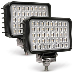 EXZEIT front view of 6 inch LED work light showing wide flood beam benefit