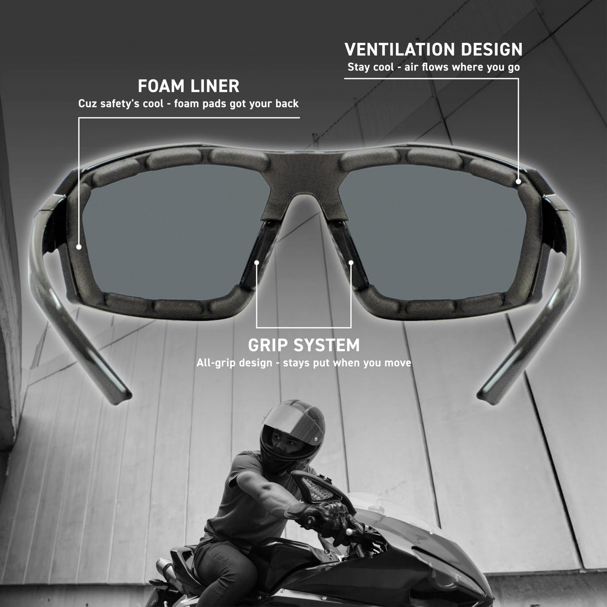 EYEGLAD REV frame detail highlighting TR90 NZZ flexibility and durability