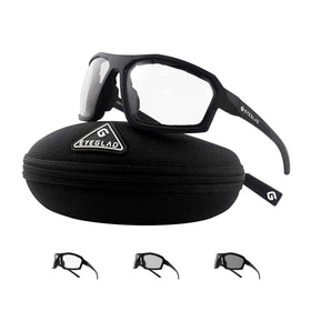 EYEGLAD REV front view crystal black showing full coverage and secure fit benefit