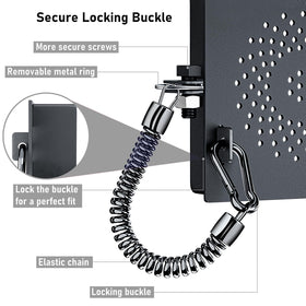 EyGde closeup of locking buckle and anti-loss cable for travel security