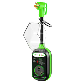 EyGde front view adapter showing plug faces and benefit of safe connection