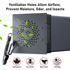 EyGde hinged door open revealing compartment for easy hose access
